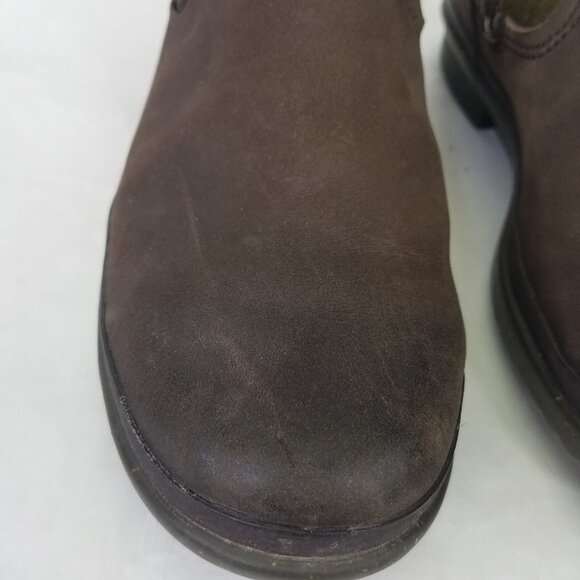 UGG Simmens Boots Women 6 Leather Waterproof Brown Olive Shearling Lining Zip Up - Picture 13 of 16